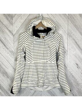 RARE Lululemon Run In the Rain Jacket Quiet Stripe Navy Womens Size 6 Nautical